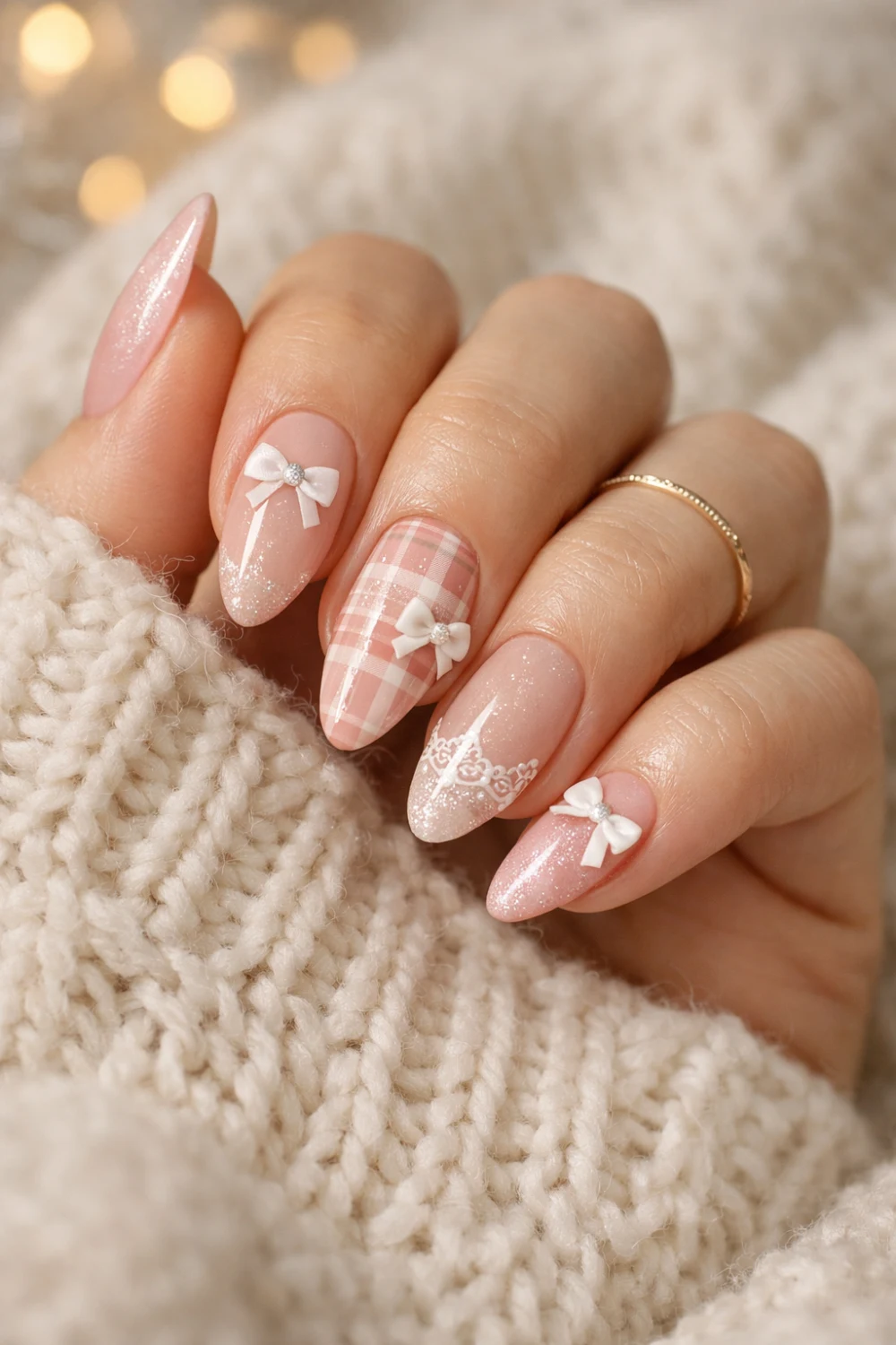 Coquette Winter Nails for January