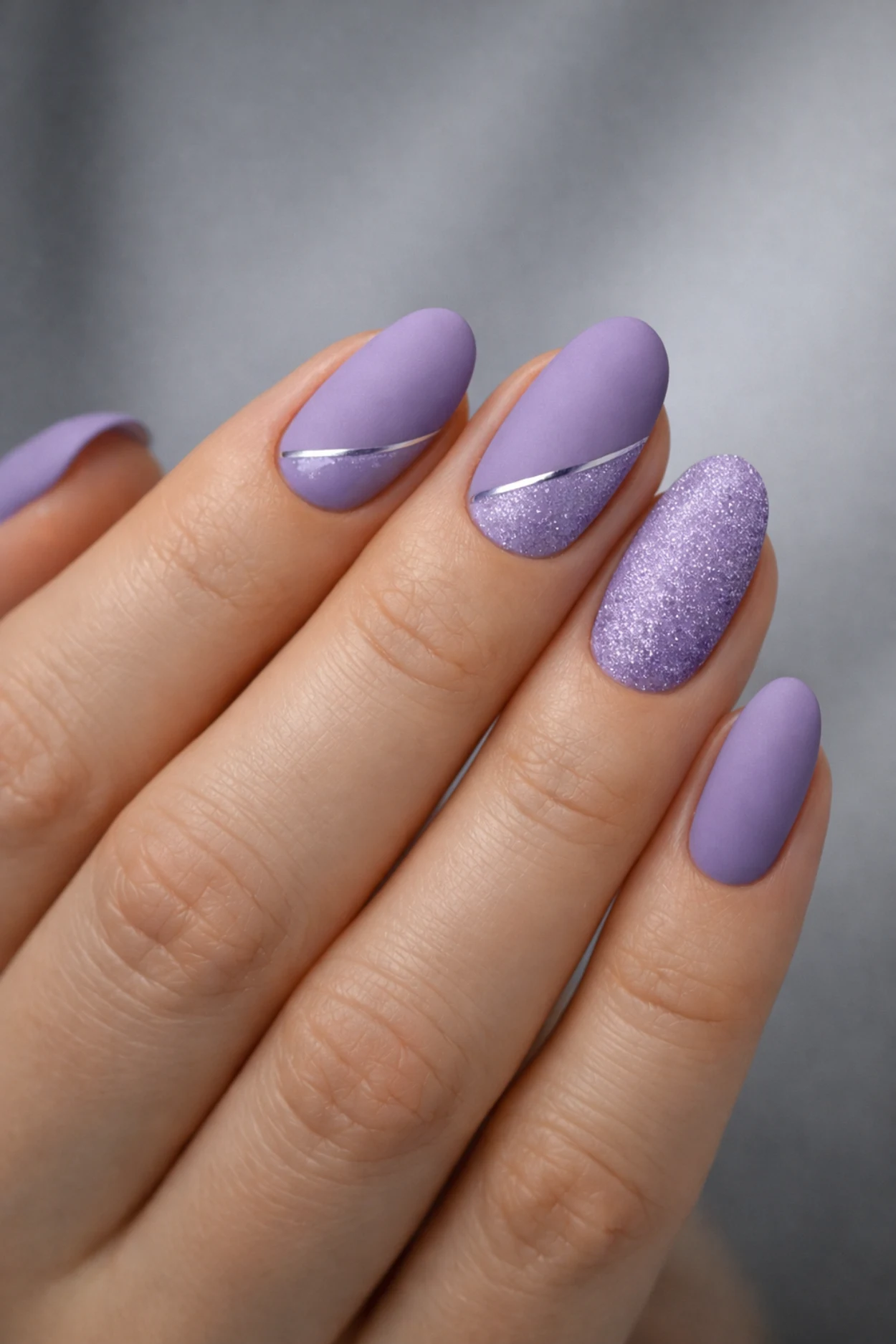Dual-Finish Lavender Nails