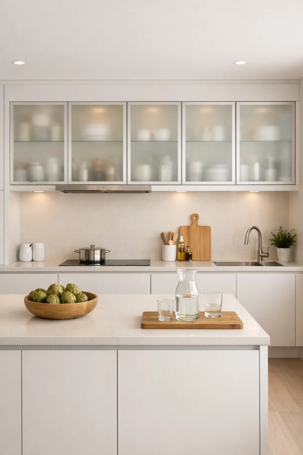 Frosted Glass Kitchen Shutters