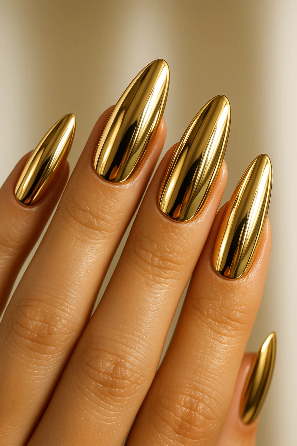 Full Metallic Gold Chrome Nails
