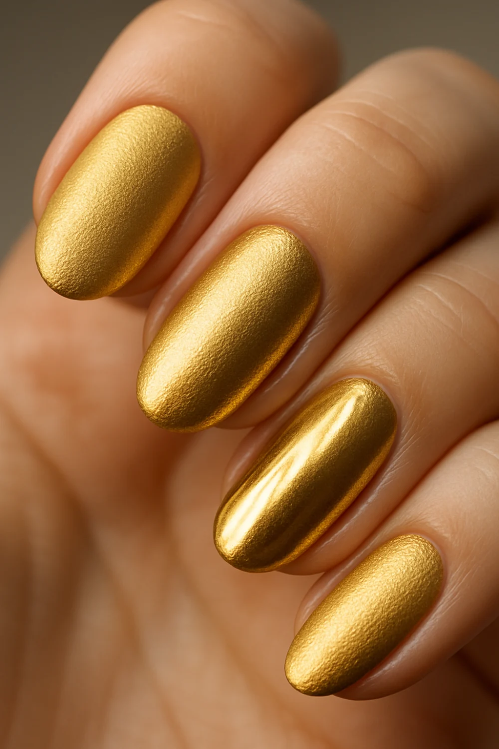 Matte & Glossy Gold Contrast Nails