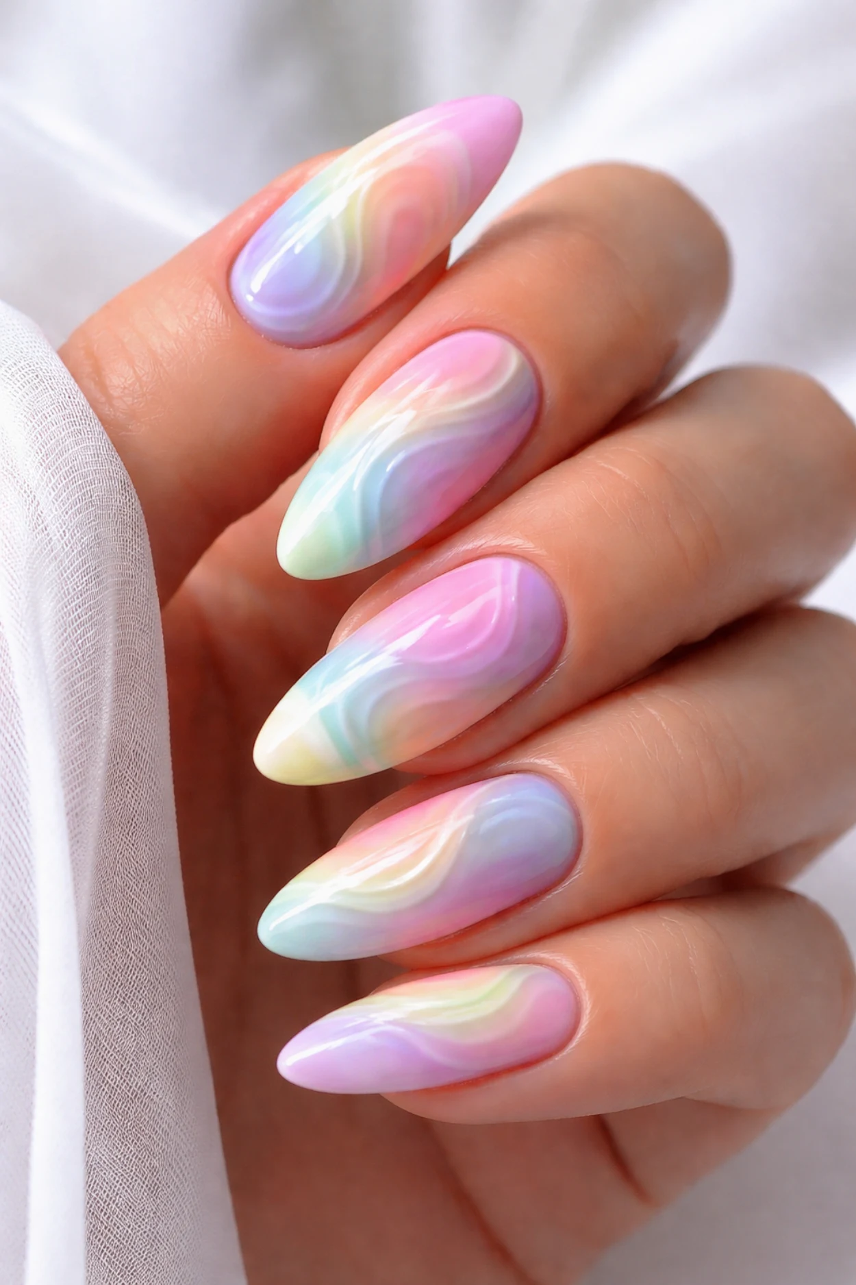 Ombré Pastel Swirl Nails