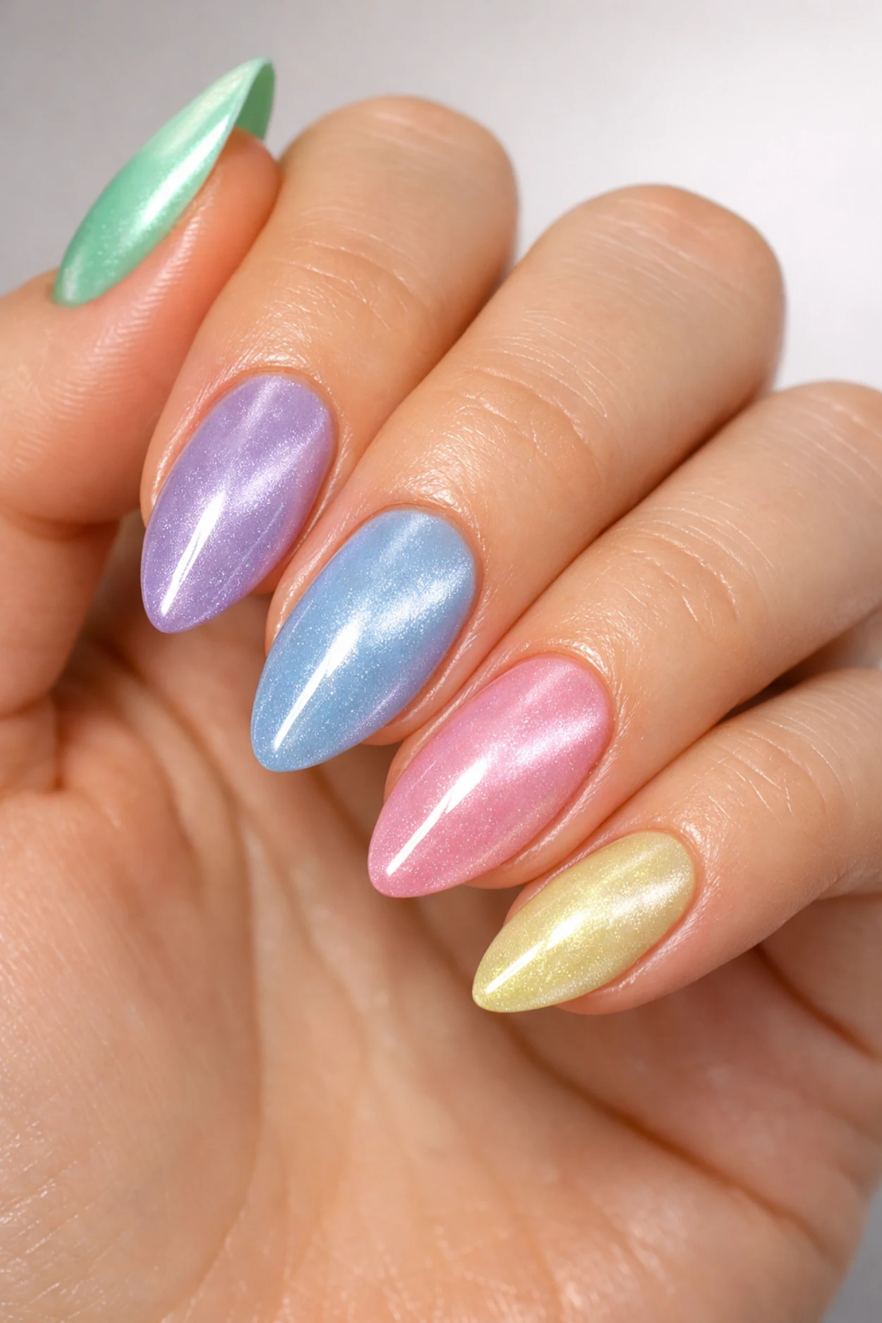 Pastel Skittle Velvet Nails