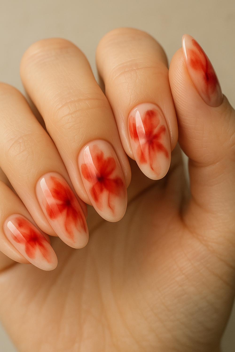 Scarlet Bloom Abstract Nails