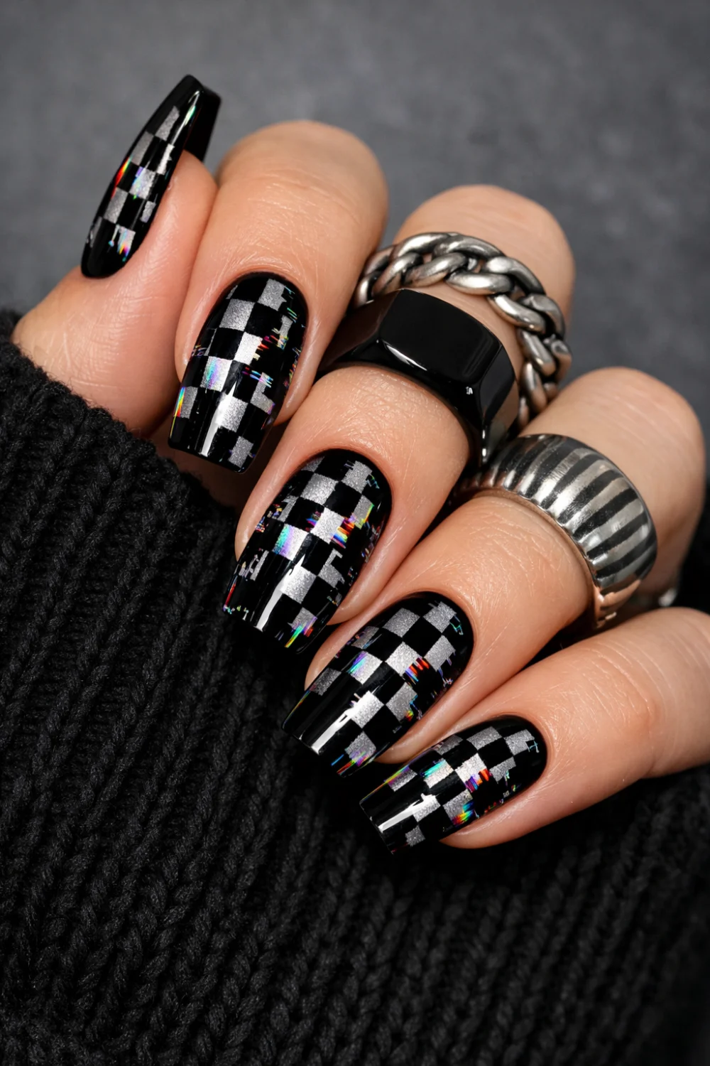 Black Glitch Checkered
