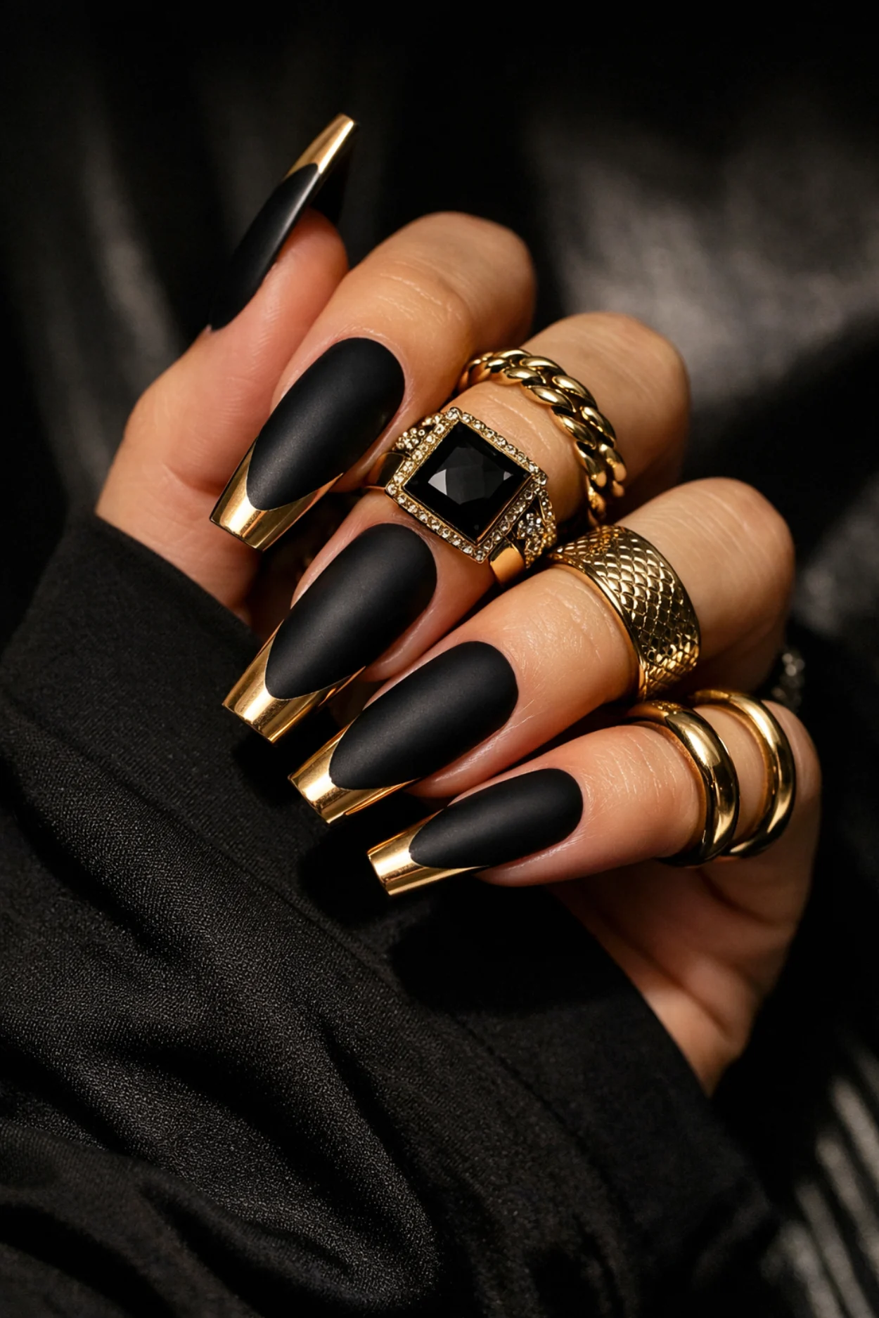 Black and Gold Nails