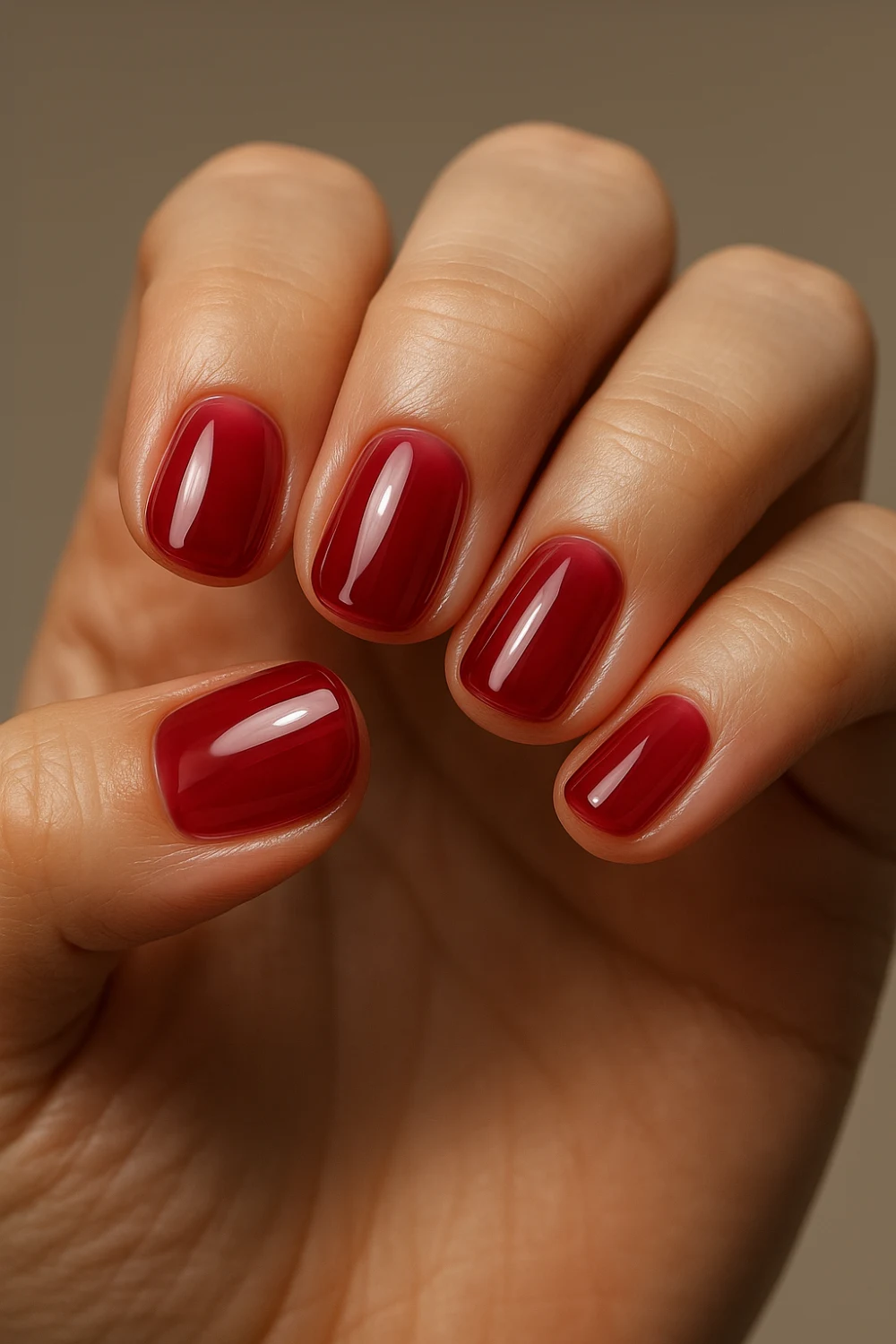 Crimson Jelly Glow Nails