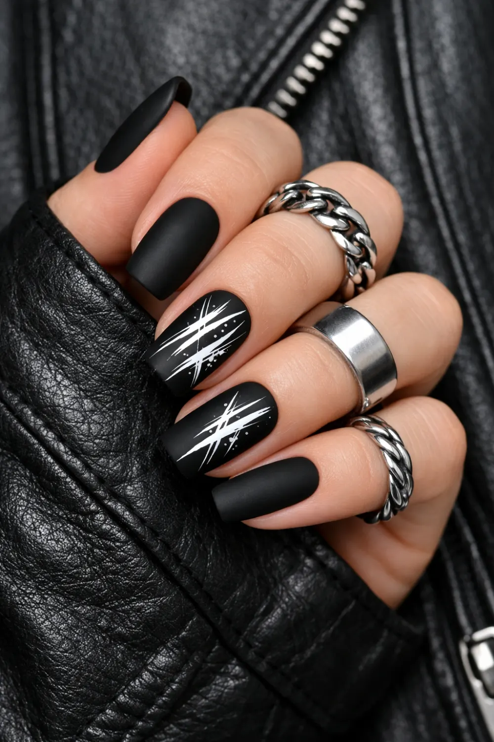 Matte Black and White Scratches