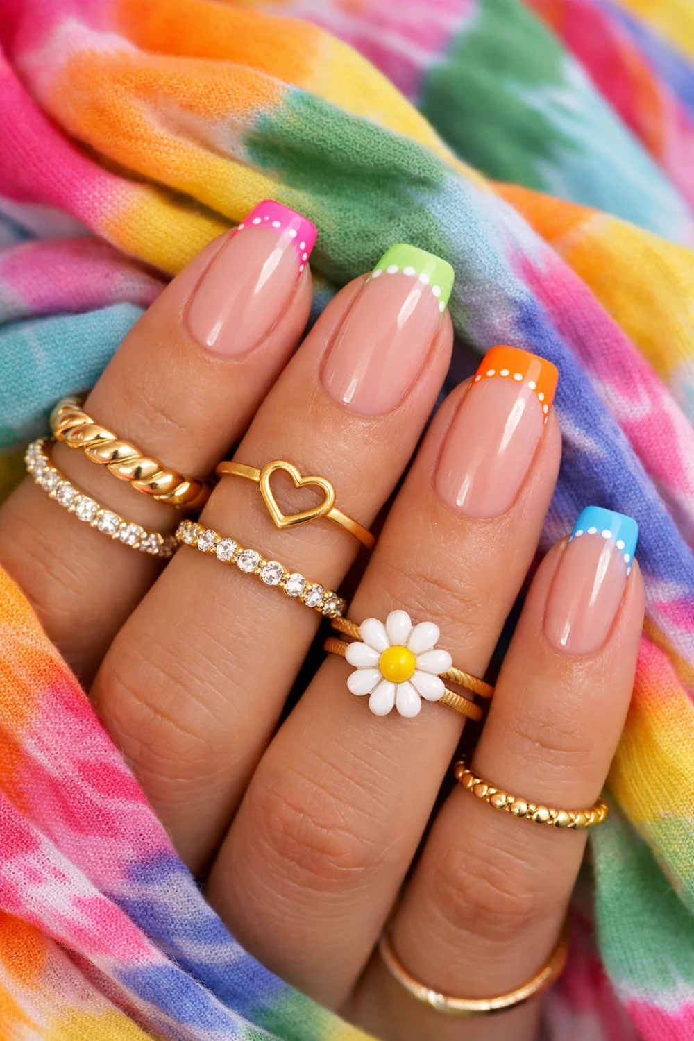 Pastel Neon Mismatched French