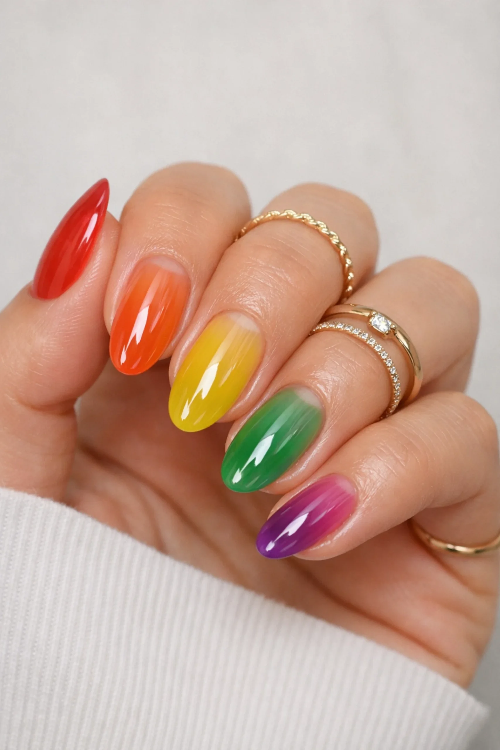 Rainbow-Colored Skittle Jelly Nails