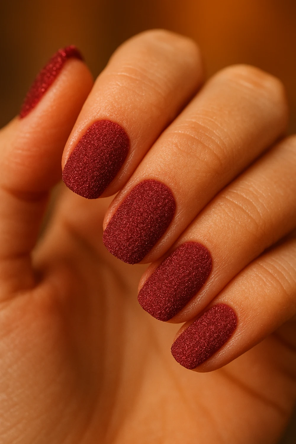 Velvet Cherry Sugar Nails