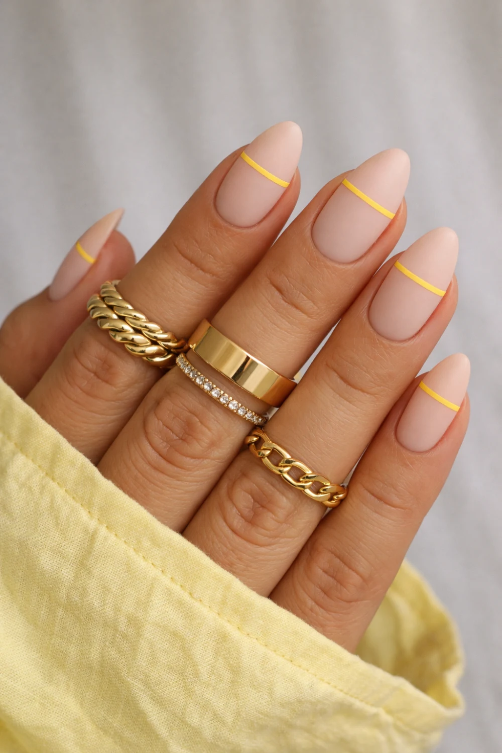 Yellow Stripe Nails
